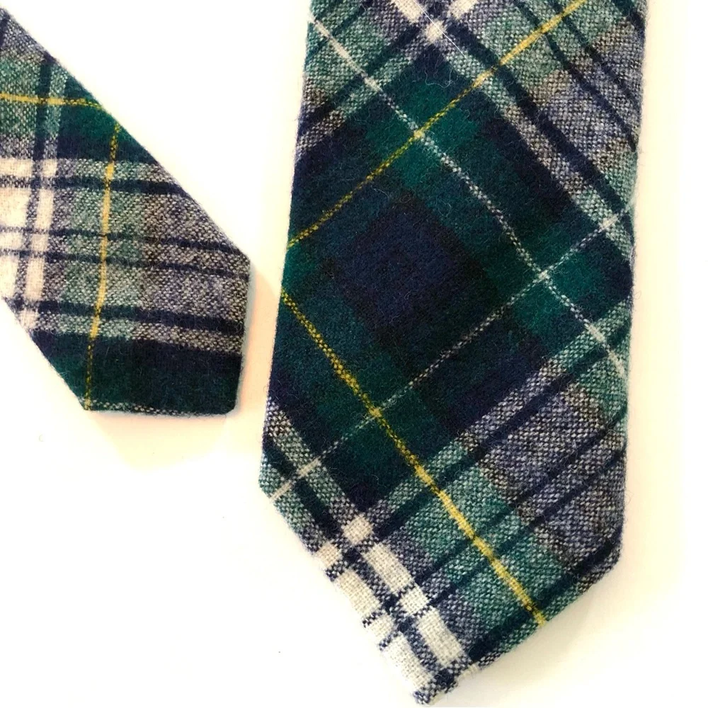 Pendleton Vintage 100% Virgin Wool Men’s Tartan Plaid Neck Tie, Blue Green White
